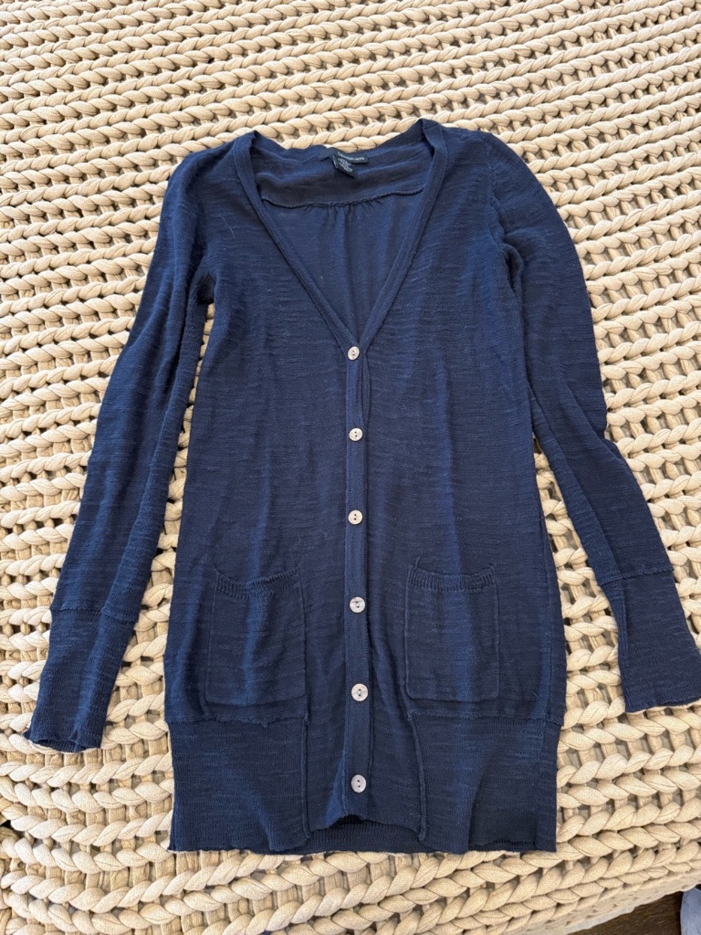 Calvin Klein Jeans Navy Long V-Neck Button Cardigan 100% Cotton
